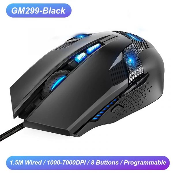 TeckNet 8 Button Optical Wired Gaming Mouse RGB LED Premium 7000DPI Sensor Ergonomic Computer Gaming Mice for PC Laptop Desktop